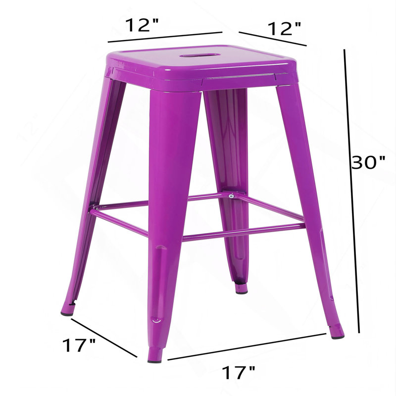 Tabouret à hauteur de comptoir de 30 pouces, ensemble de 2 tabourets de bar en métal sans dossier, non empilable, amovible et facile à assembler, conception peu encombrante pour îlot de cuisine / bar / café / salle à manger