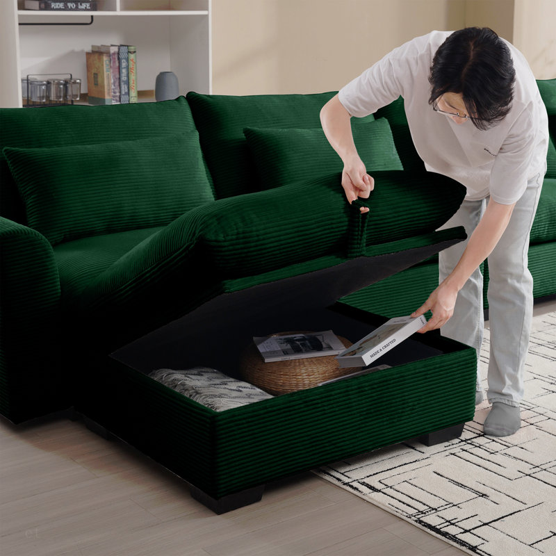 Canapés modulaires en velours côtelé Big Big, Velours côtelé vert