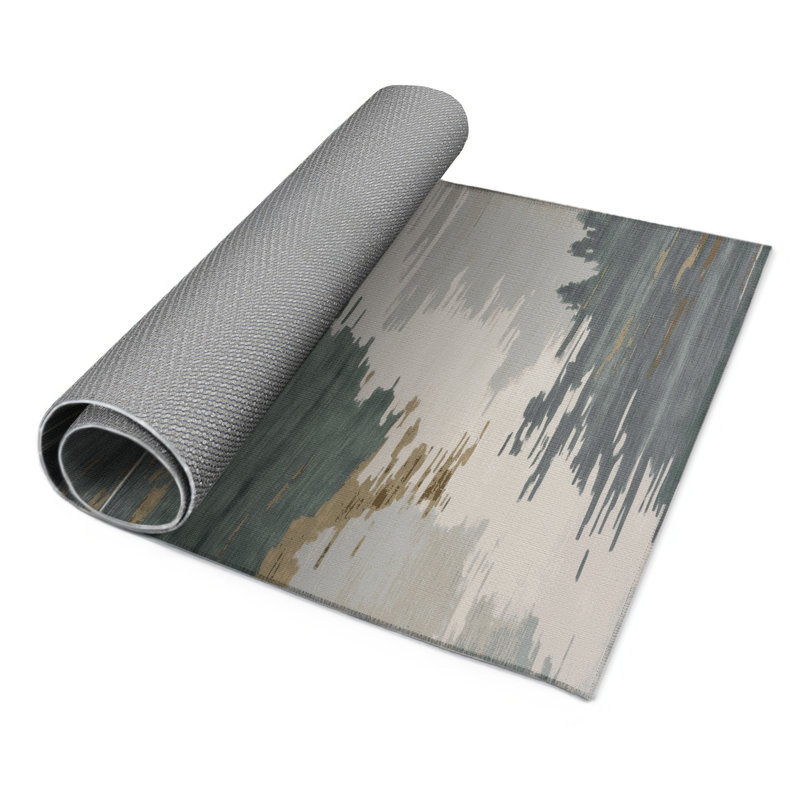 Tapis intérieur et extérieur gris Watercolor, Rectangle 9 pi x 12 pi