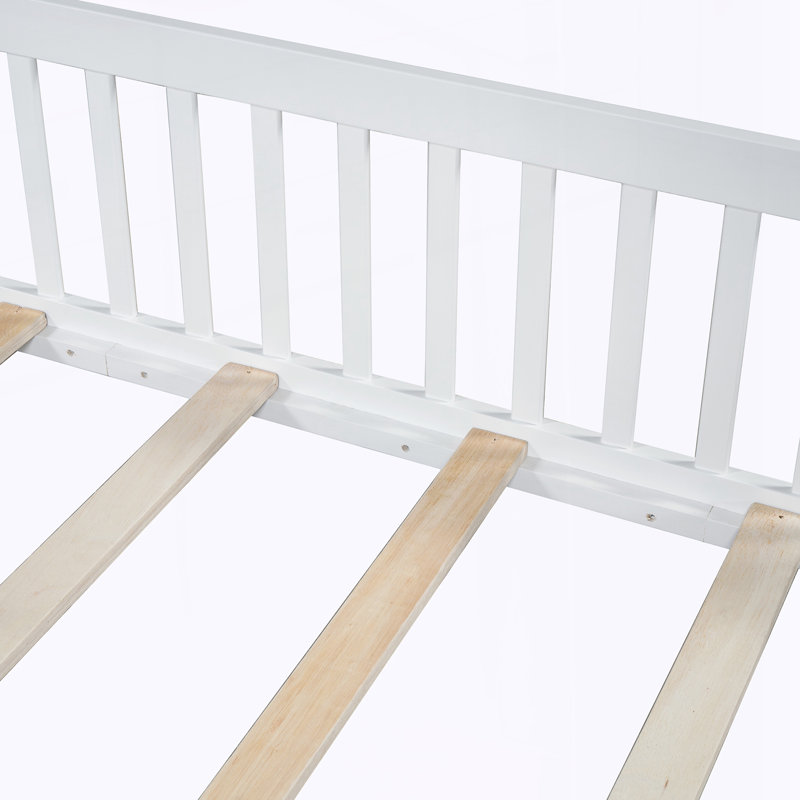 Lit plateforme en bois pleine grandeur avec garde-corps, Blanc