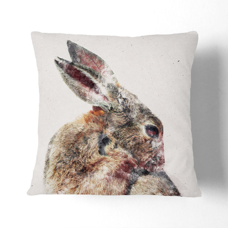 Brown Rabbit Cushion with Filling, 40cm H x 40cm W x 15cm D