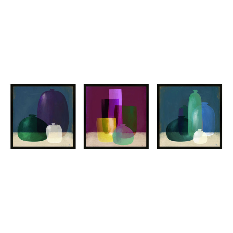 Glass Vases Print by StudioM, Black, 36" H x 36" W x 1.25" D