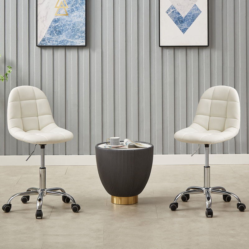 Ebensberg Polyester Blend Side Chair, White Leather 