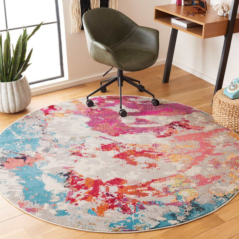Monaco Performance Abstract Rug, Round 6'7"