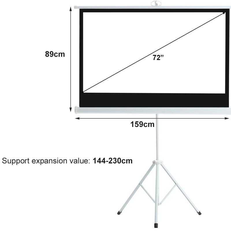 Borkowski White Portable Projection Screen, 230cm H x 159cm W x 19cm D