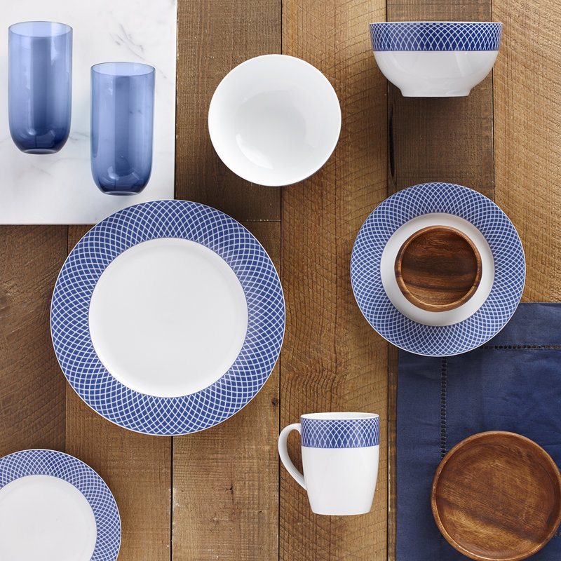 Elsene Porcelain China Dinnerware Set 16 Piece - Service for 4