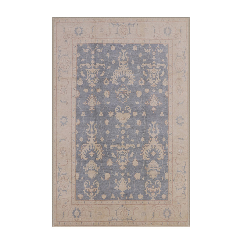 Tapis oriental brun / bleu Seller, Rectangle 6 pi x 9 pi