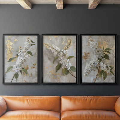 FLORAL Series CCLVI  -Custom Framed  Wrapped Gallery Canvas - 3 Pieces