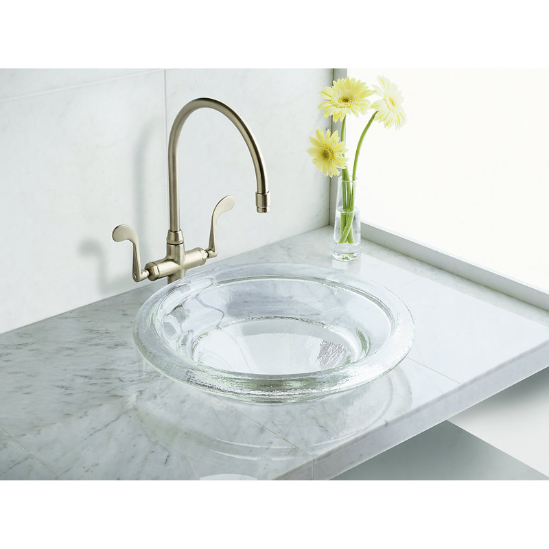 Spun Glass® ARTIST EDITIONS Oval Faceted Glass Bathroom Vessel Sink, Ice