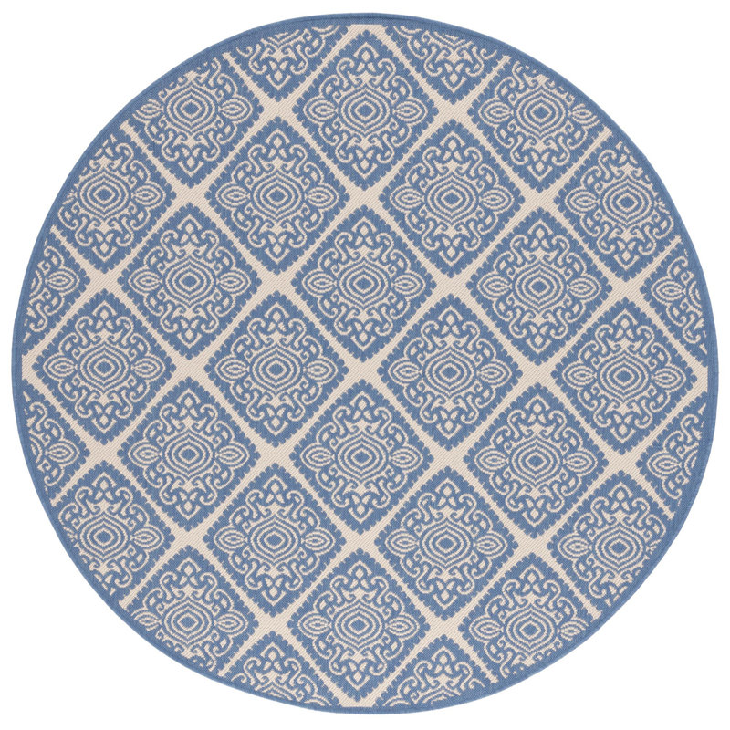 Frankee Performance Damask Indoor/Outdoor Area Rug, Round 6'7"