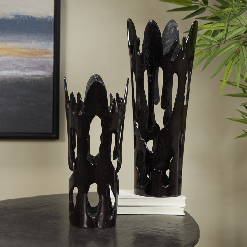 Vase en aluminium avec corps en fusion, Noir