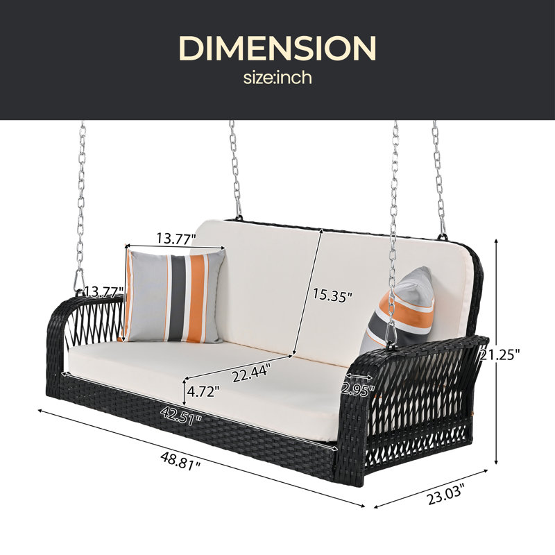 Balancelle 2 personnes Ruard, Noir, Beige