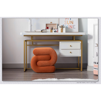 S-Shape Teddy Fabric Ottoman Makeup Stool Footstool, Soft And Comfortable, Perfect For Modern Home Decor And Versatile Use.