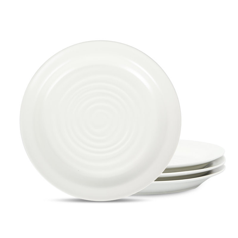 Ensemble d'assiettes en grès 4 pièces Stone Lain Orbit, Blanc / Blanc