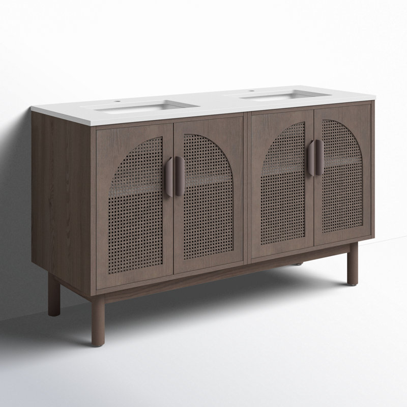 Nara 60" W Double Vanity, Brown