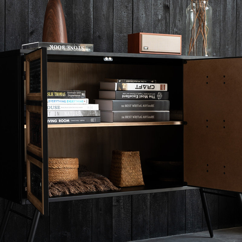Armoire de rangement industrielle de 43,3 po de largeur, buffet Mid-Century pour le salon, la salle à manger, le vestibule, l'art métallique