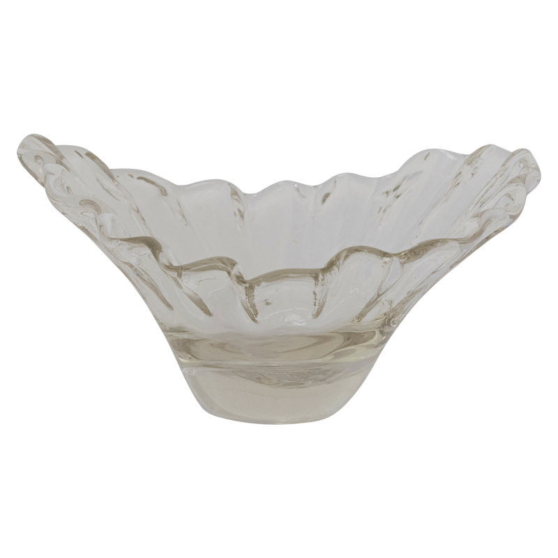 Hand-Blown Glass Pleated Organic Shaped Bowl