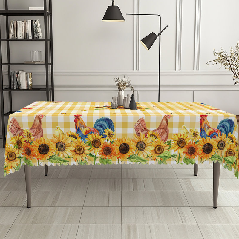 1pc Rustic Farmhouse Rooster Tablecloth, Vintage Rooster Theme Table Cover, Rectangular&Round Tablecloths For Parties, Picnics, Cafes & Family Gatherings, Durable Polyester Decorative Table Cloth Setting, Room & Outdoor Decor, Kitchen Accessories