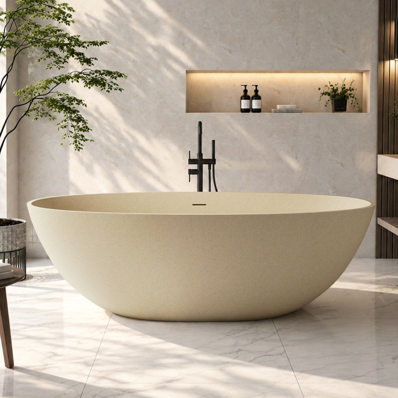 x 29.53'' Freestanding Soaking Solid Surface Bathtub