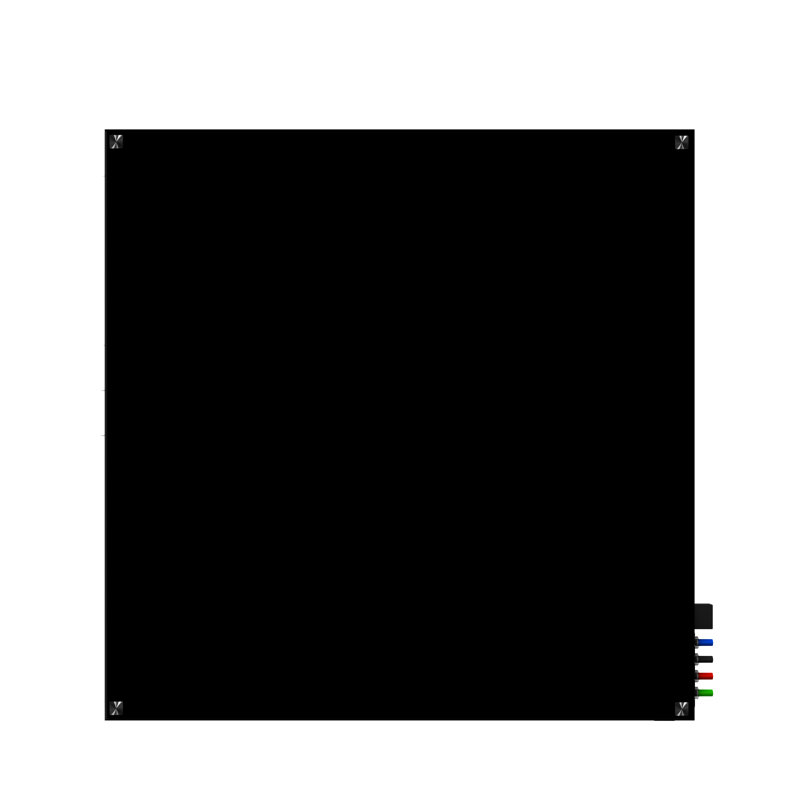 Black Magnetic Glass Whiteboard with Square Corners, 48'' x 72''