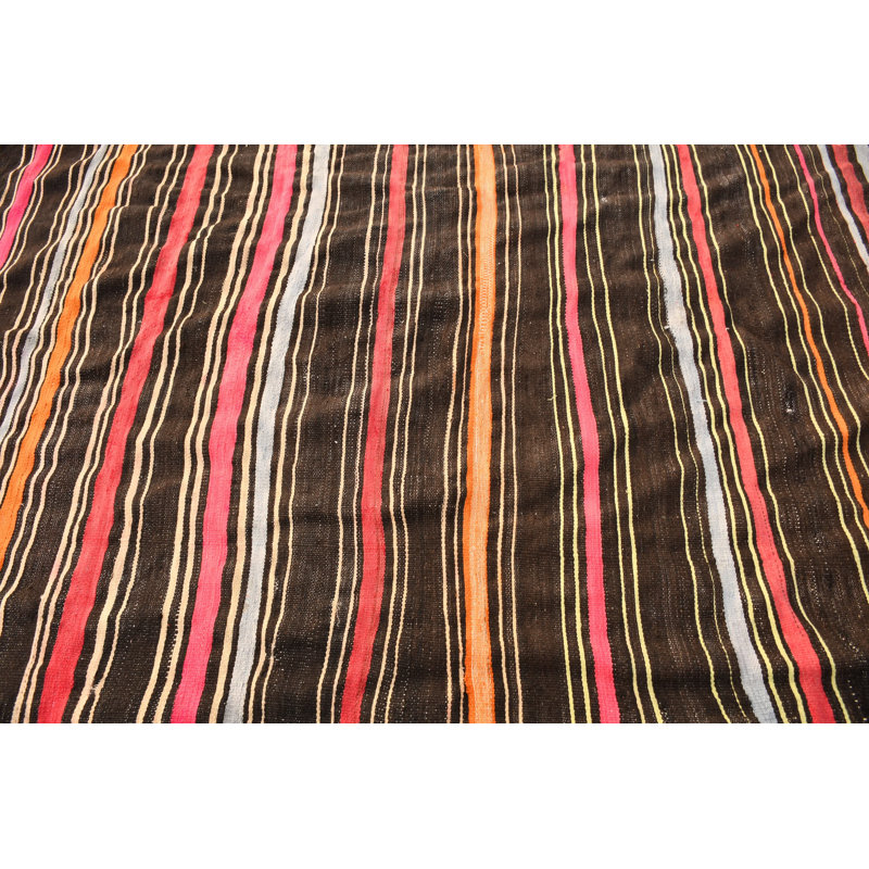 Kilim turc tissé à la main dans des couleurs frappantes, idéal pour le décor de salon bohémien et la grande couverture à rayures