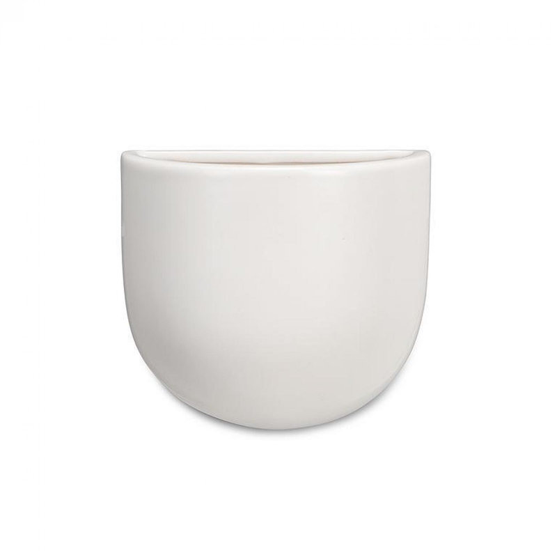 Pot de fleurs mural demi-cercle, H 4,5 po x l 5 po x P 3 po, Blanc