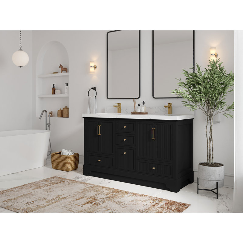 Alys 60 Double Bathroom Vanity with Top (Knobs Option), Venatino