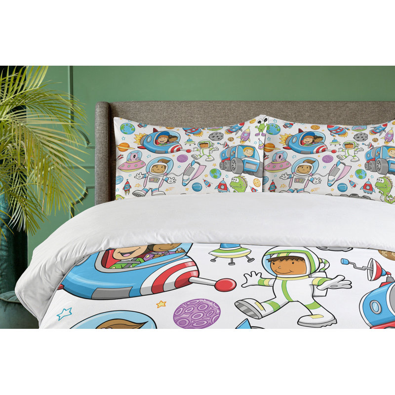 Ensemble de housse de couette extra-terrestre Mignon astronaute extraterrestres Rockets on Moon
