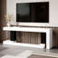 66.9' W White TV Stand With High Gloss Finish And Open Base