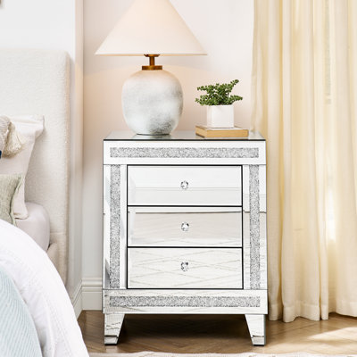 Silver Mirror 3 Cabinet - 21.5" X 15.8" 26.8" Elegant Storage For Bedroom, Living Room, Side Table 21.5x15.8x26.8 Inch Versatile & Stylish Dressing