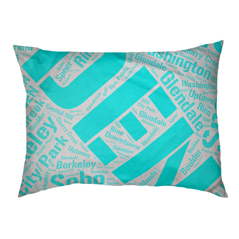 Coussin de chien « districts », Très grand (H 17 po x l 50 po x P 40 po), Cyan, Denver