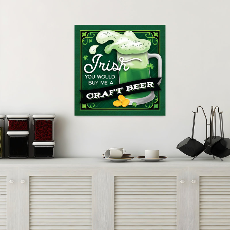 Art contemporain fantaisiste irlandais bière irlandaise, H 18 po x l 18 po