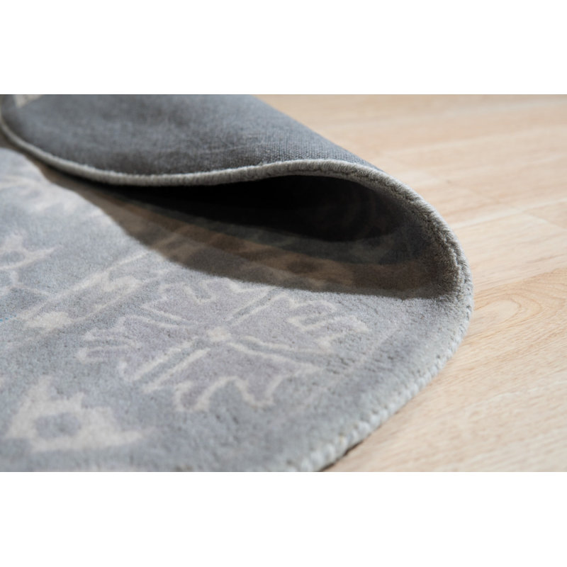 Hand Tufted Wool Geometric Area Rug in Gray, 9' x 12'