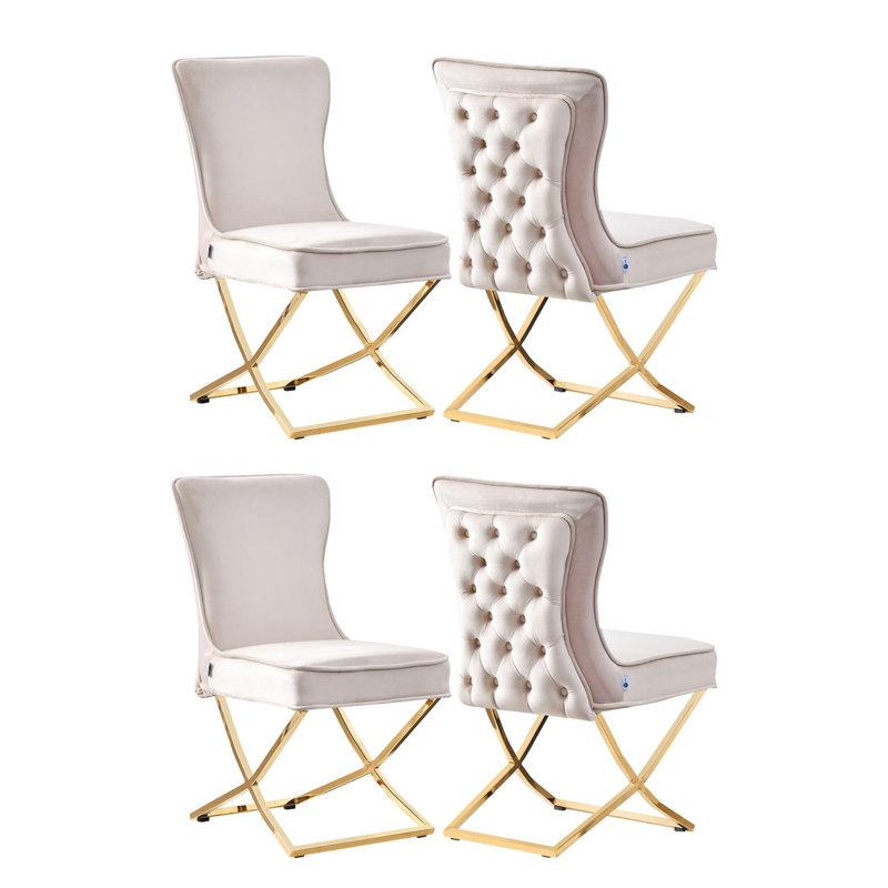Yvelines Modern Velvet Dining Chairs - Ergonomic Velvet Upholstered Back with Stainless Steel Frame - Side Chair for Kitchen Living Room Dining Room