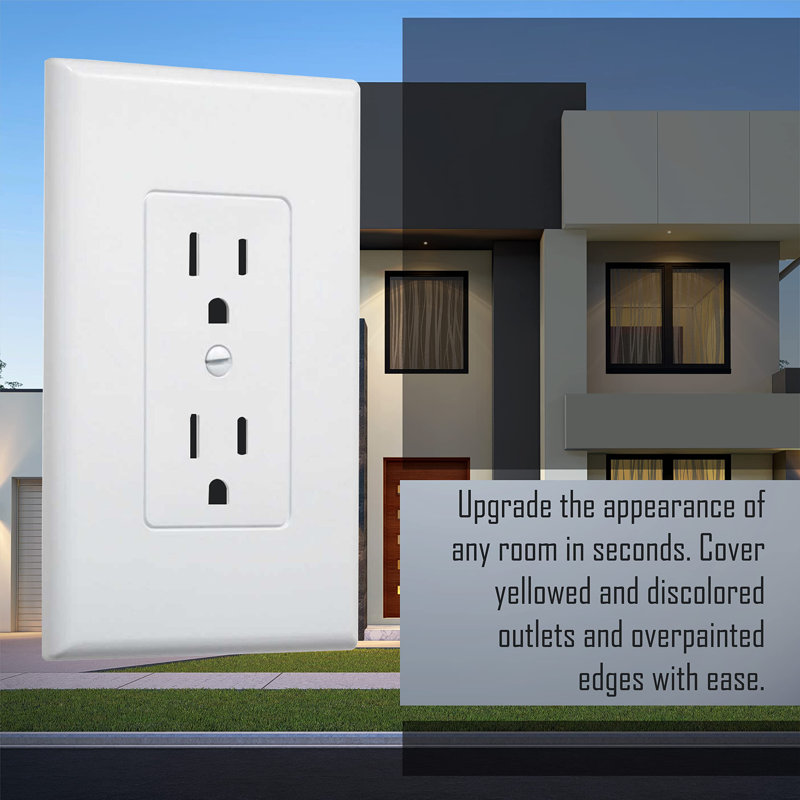Single-Gang Wallplate Non-Metallic Decorator Cover One Grounded Duplex, White Smooth(Pack Of 5)