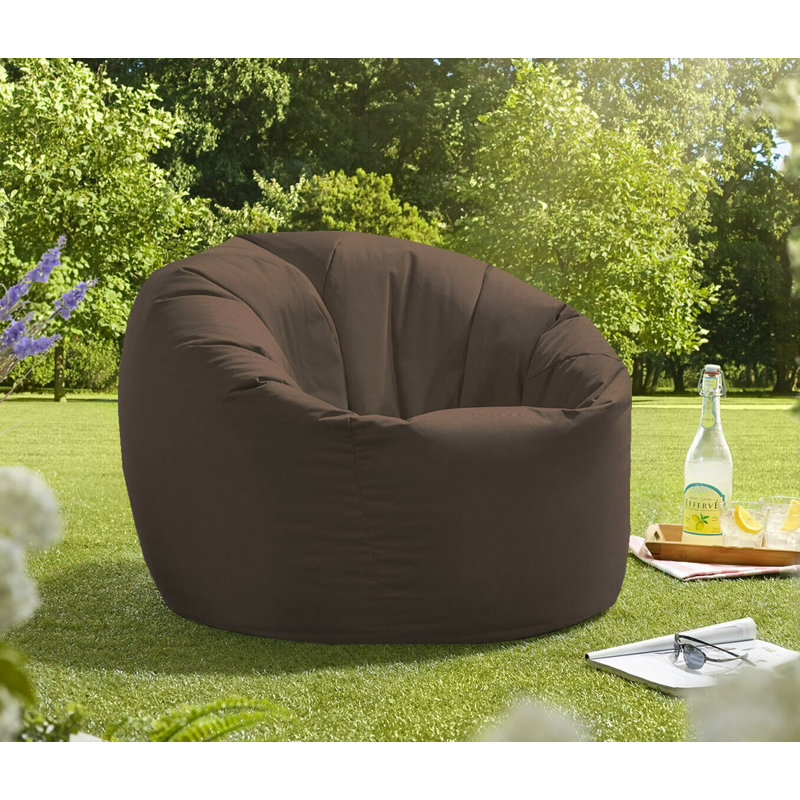 Attenborough Polyester Outdoor Friendly Refillable Bean Bag Chair, Brown, 80cm H x 70cm W x 70cm D
