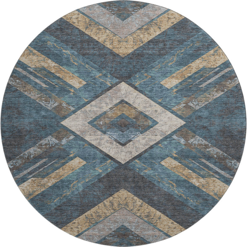 Premium Machine Washable Millbrook AMF1955 Geometric Rug, Round 8'