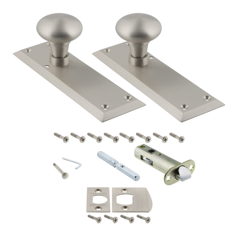 New York Plate with New York Door Knob, 2-3/4", Satin Nickel