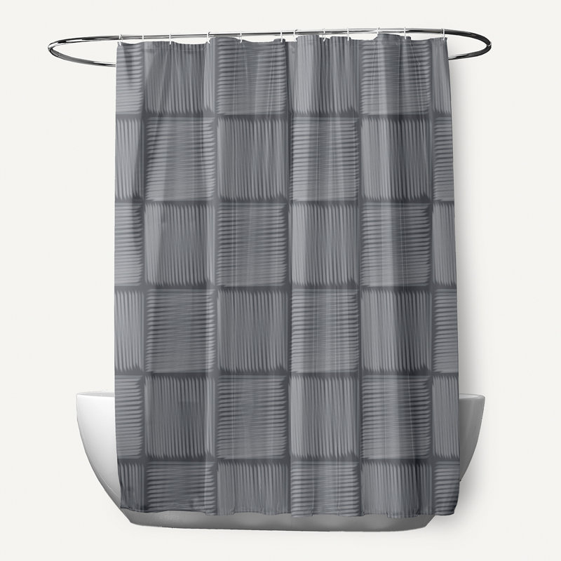 Rideau de douche à imprimé géométrique simple Urijah, Gris