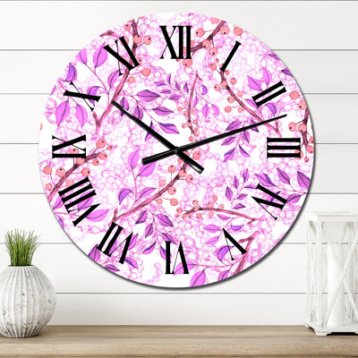 Horloge murale rétro à motif fuchsia