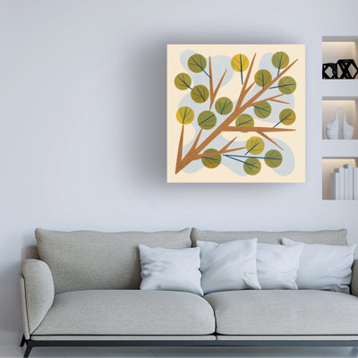 Art mural sur toile tendue - "Branche et feuilles" par Renea L. Thull pour décoration de salon, de chambre à coucher ou de bureau - 14 x 14