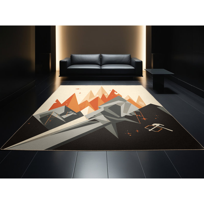 Tapis géométrique beige moderne lavable à la machine Ulster Svarog, 2 x 3