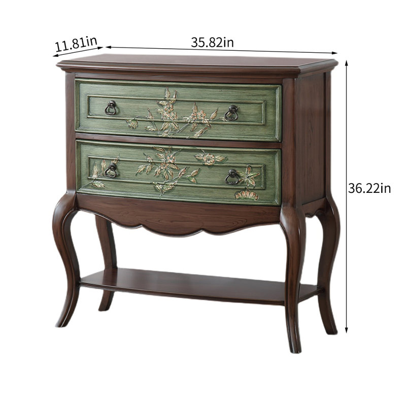 Commode décorative rétro en bois patiné vert