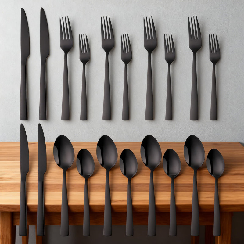 Ensemble de couverts 20 pièces pour 4 avec plateau à couverts, couverts en acier inoxydable, finition miroir, ustensiles allant au lave-vaisselle pour la maison et le restaurant