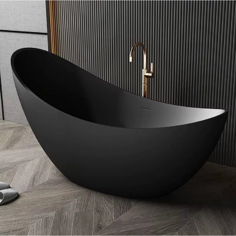73"free Standning Bathtub Solid Surafce Soaking Tub, Black
