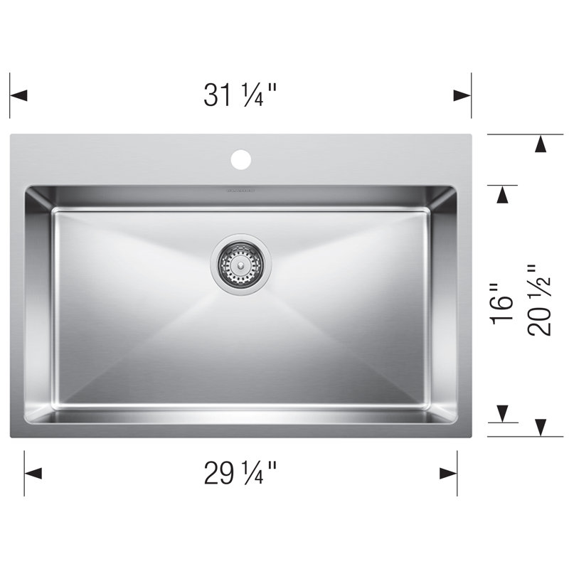 Évier de cuisine en acier inoxydable à fixation double 31 po Quatrus R15