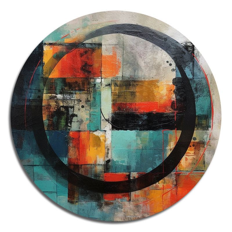 «Geometric Serenity III», art mural rond géométrique abstrait, H 16 po x l 16 po x P 1 po