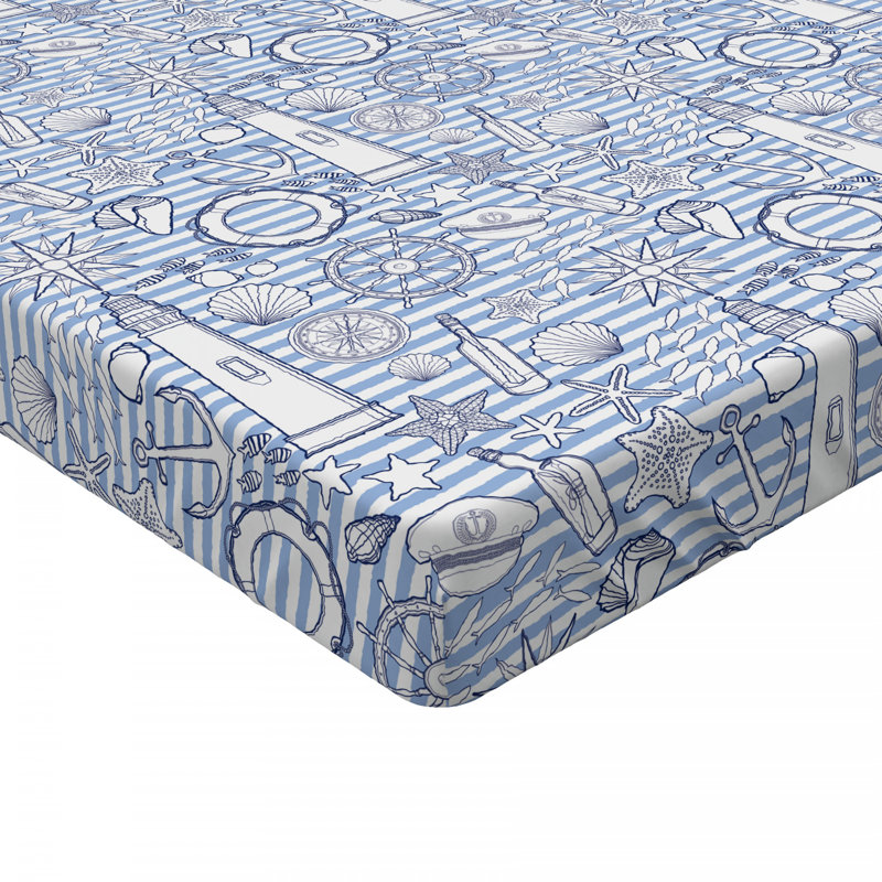 Nautical Microfiber Fitted Sheet, Full/Double Fitted Sheet