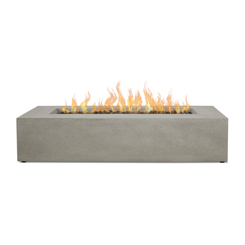 Geneva Rectangle Concrete Propane Fire Pit Table by Jensen Co., 12.75" H x 56.5" W x 28.5" D, Flint