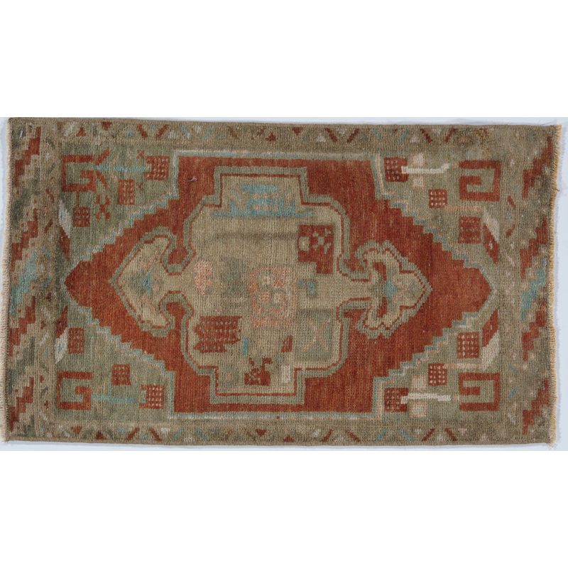 Tapis rouge en laine One-of-a-Kind 1 pi 6 po x 2 pi 6 po années 1940